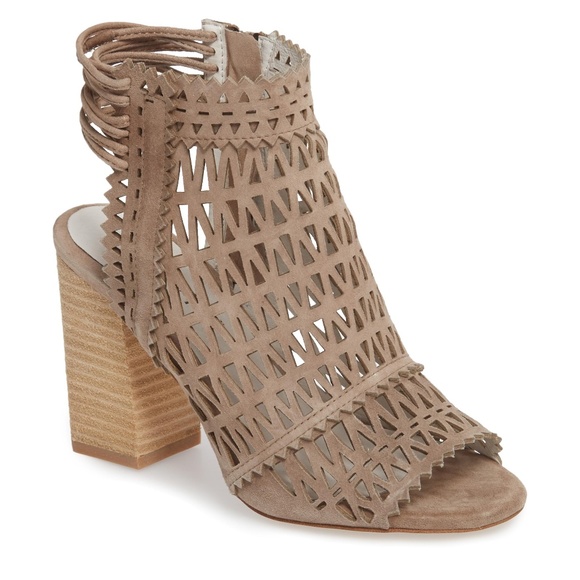 JEFFREY CAMPBELL Ottawa Taupe Suede Leather Sandal Block Heel Open Toe Bootie 10 - Picture 4 of 14